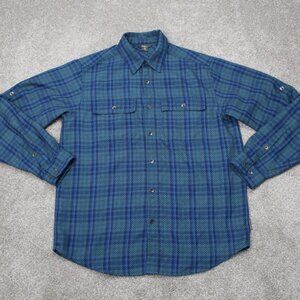 Royal Robbins Shirt Mens Medium Blue Relaxed Fit Modal Rayon Blend S/S Button Up